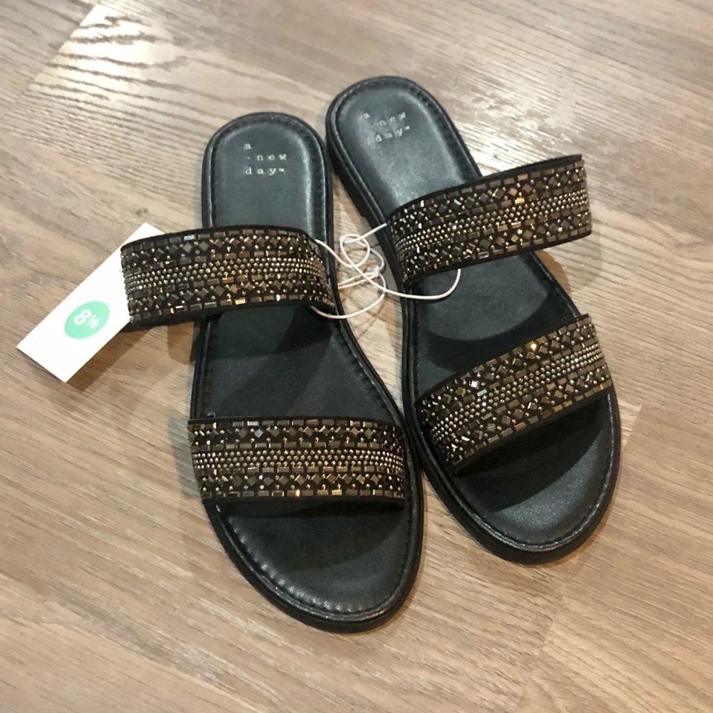 Black embellished sandals